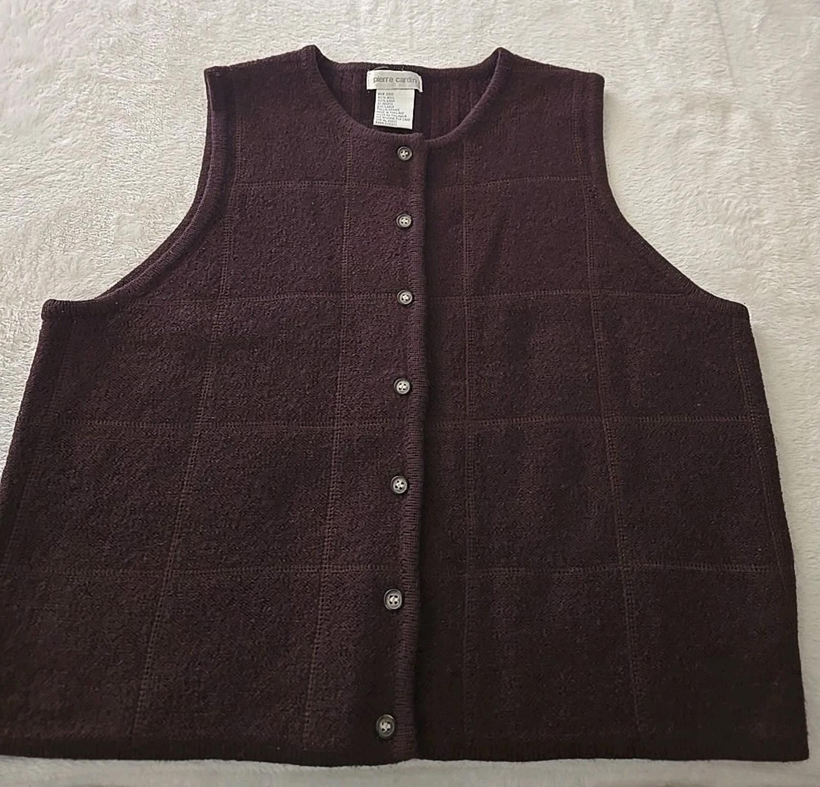 Pierre Cardin Vtg Pierre Cardin 100% Wool Sweater Vest Large Purple Preppy Size L / US 10 / IT 46 - 1 Thumbnail