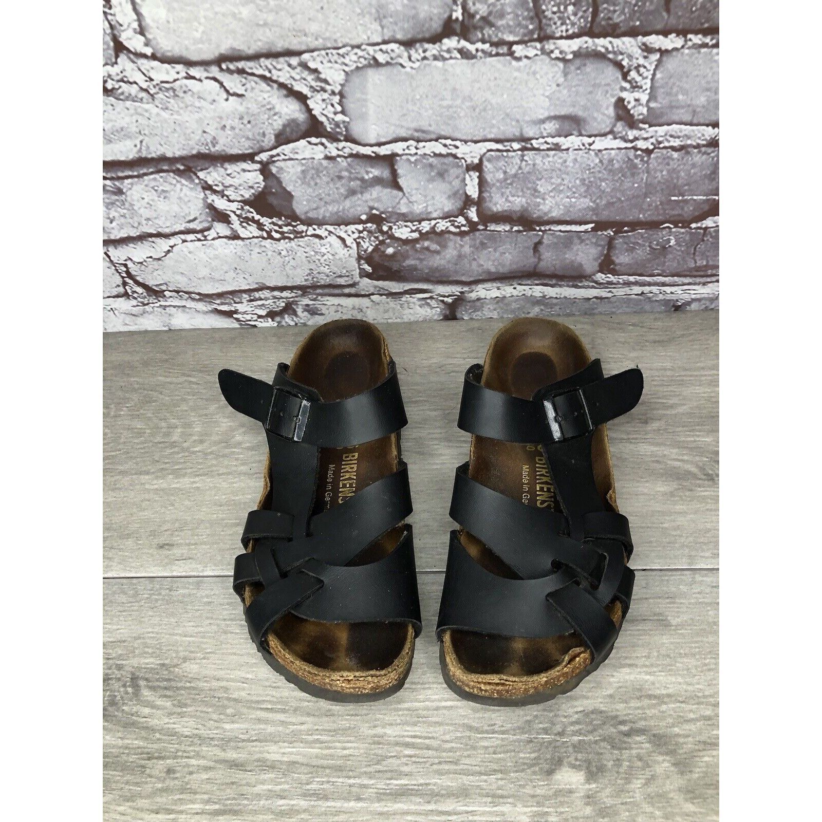 Birkenstock Birkenstock Pisa Black Leather Strappy Slides Cork Sandals W Size US 5.5 / IT 35.5 - 19 Thumbnail