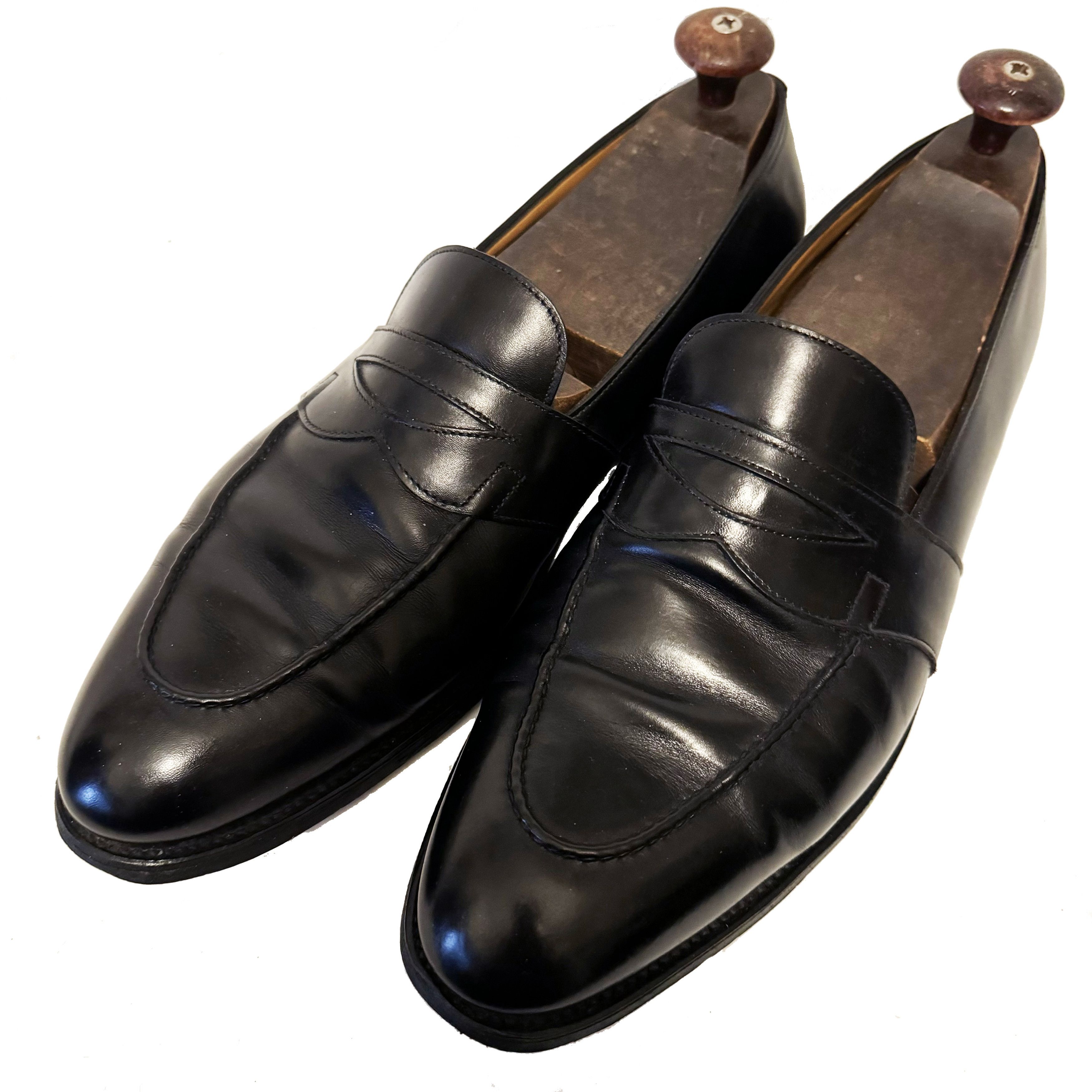 image of $1780 John Lobb Fencote Black Calf Penny Loafer, Men's (Size 11.5)