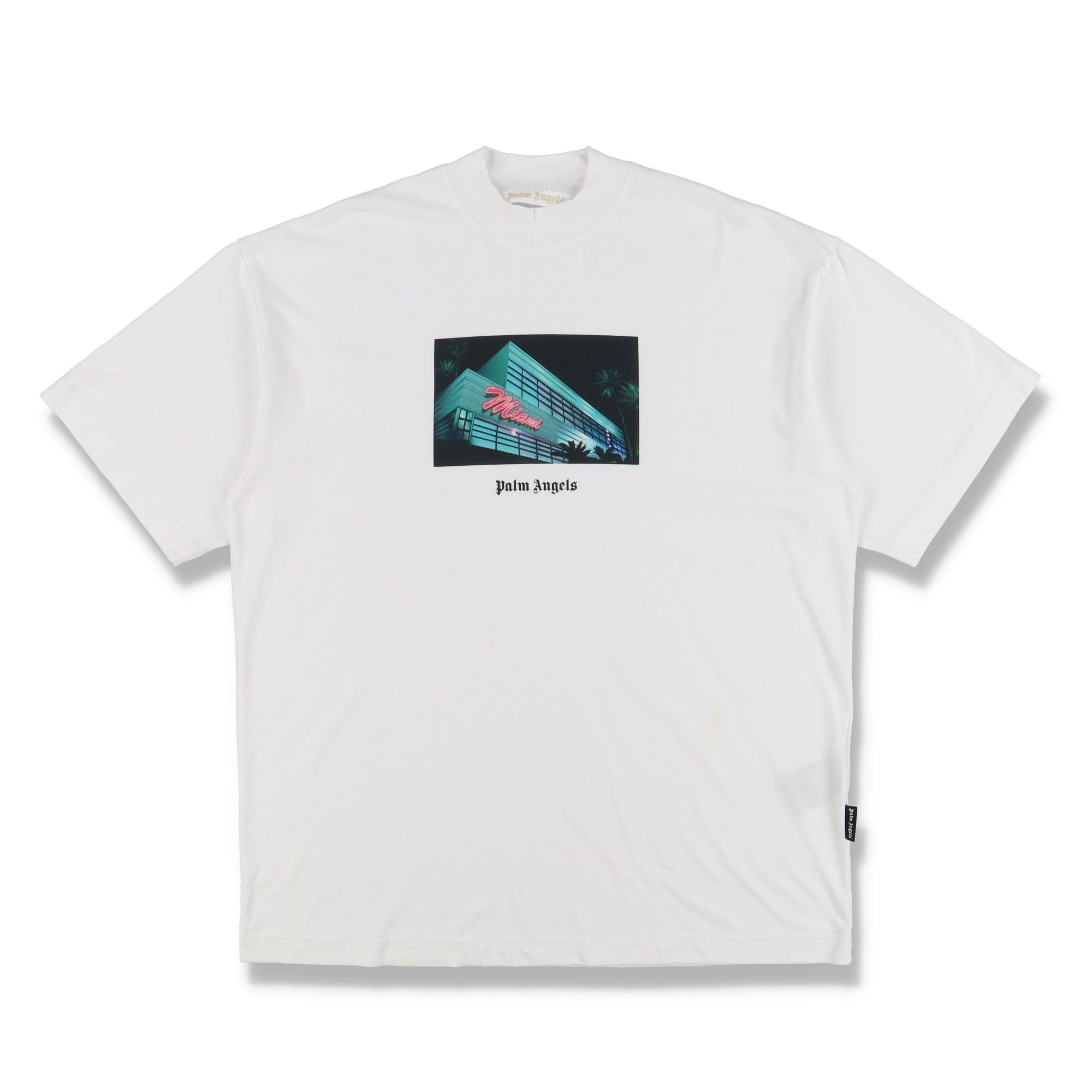 image of Palm Angels White Miami Print Oversized T-Shirt, Men's (Size 2XL)