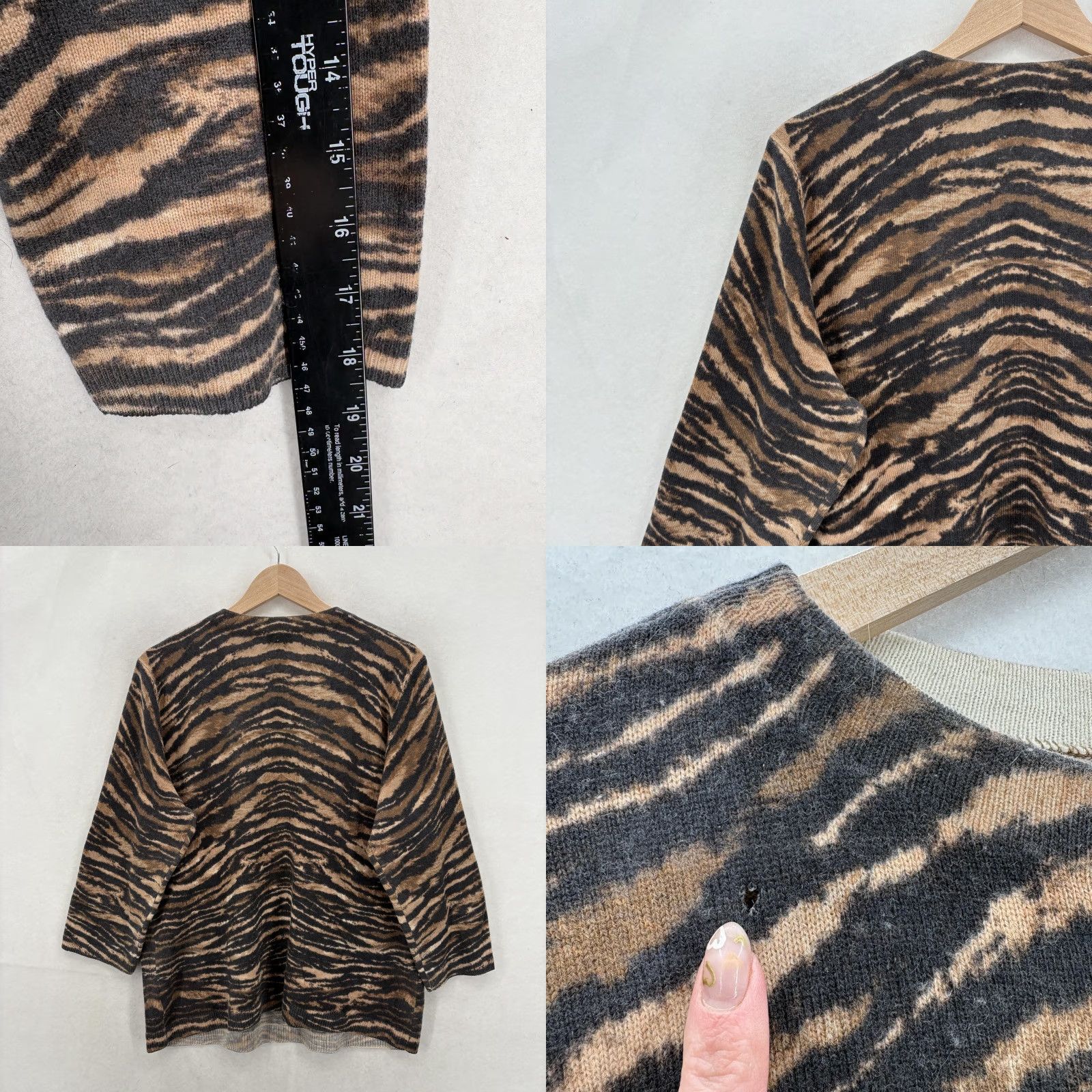 Talbots Talbots Sweater Womens XL Brown Black Tiger Print 100% Cashmere Crew Pullover Size XL / US 12-14 / IT 48-50 - 8 Thumbnail
