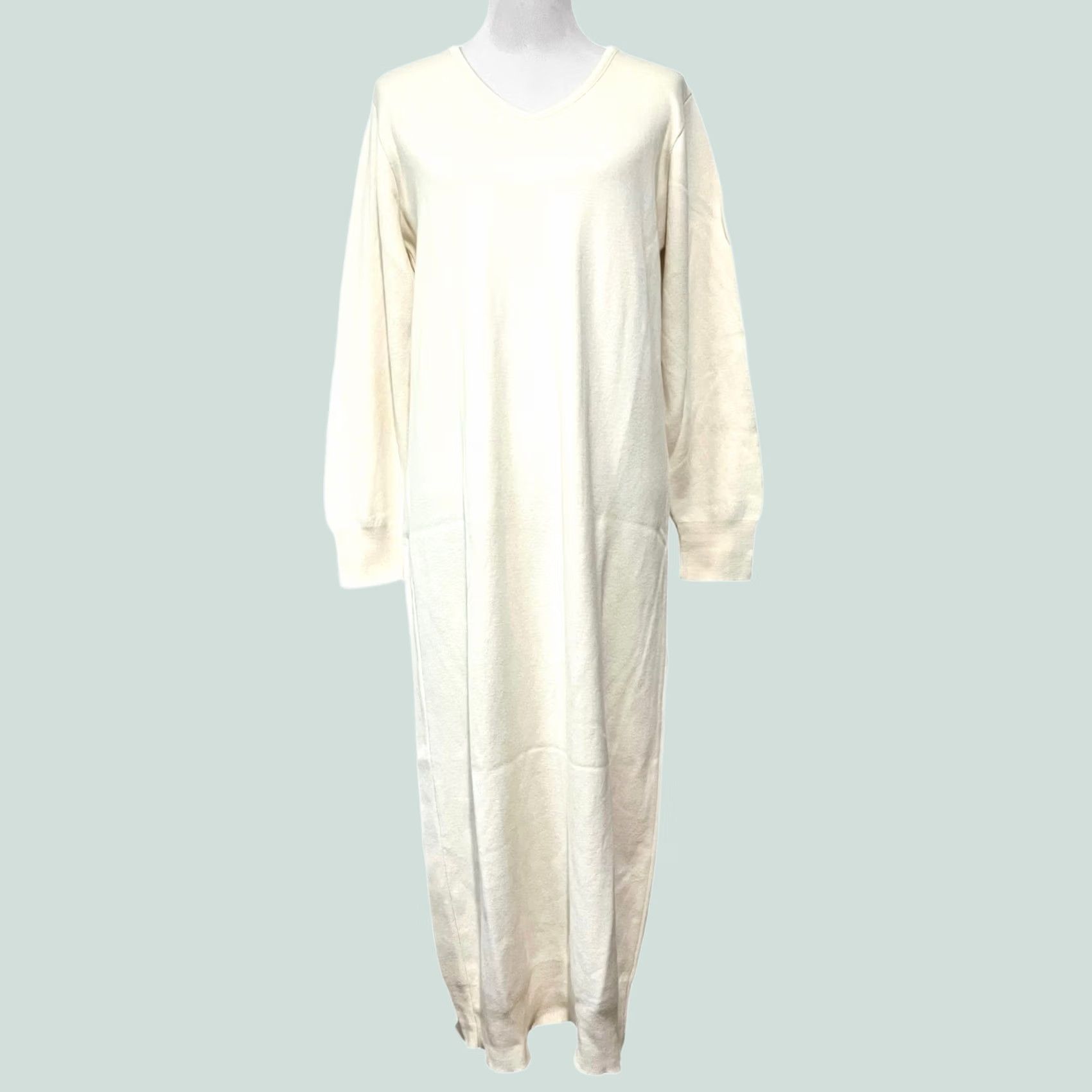 Vintage VINTAGE Joan Vass Sweater Dress Maxi Cotton Knit Ivory Cream Long Sleeve Sz 8-10 (1) Size M / US 6-8 / IT 42-44 - 1 Thumbnail