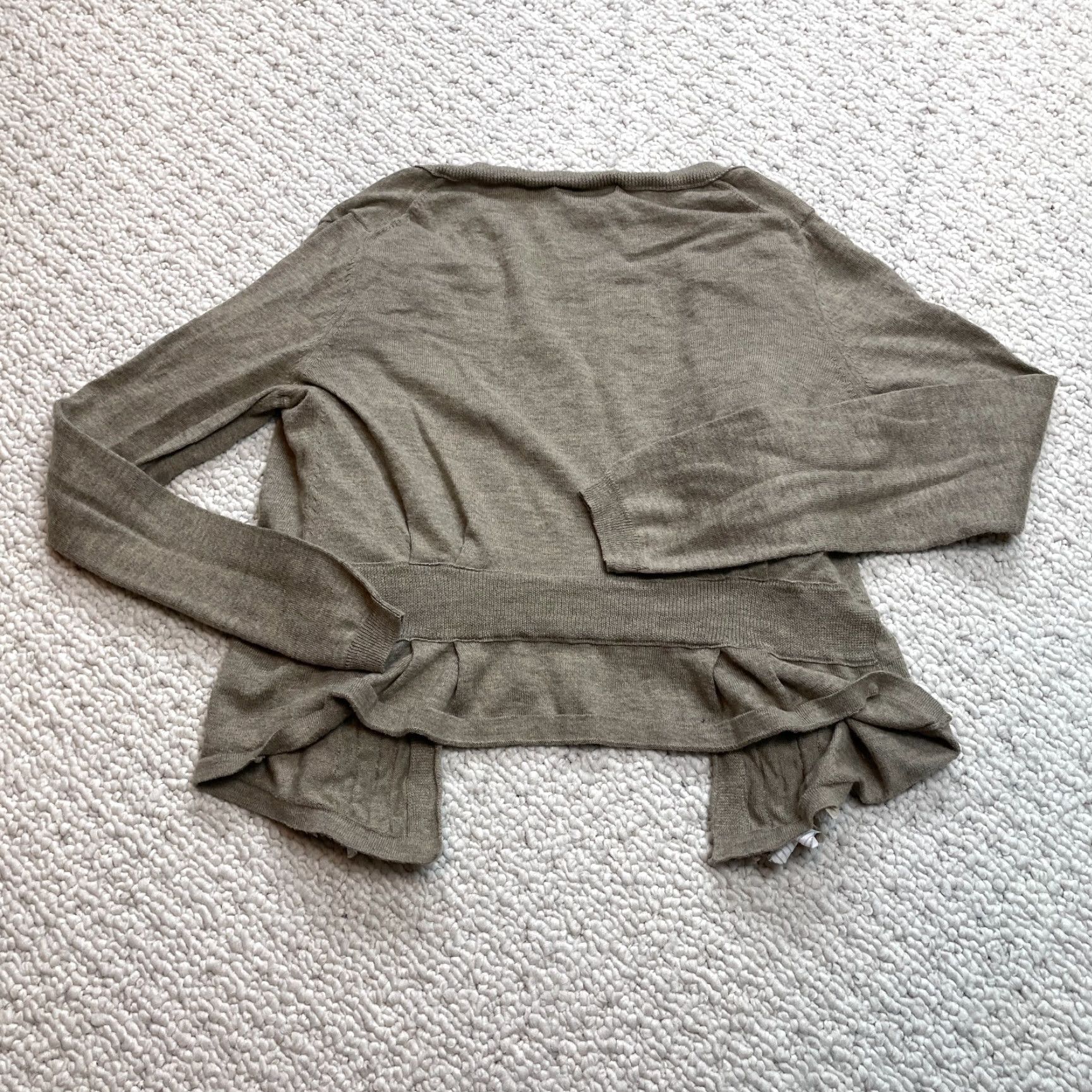 Banana Republic Banana Republic Cardigan Sweater Womens Petite Small Brown Knit Ruffle Placket Collarless Size S / US 4 / IT 40 - 8 Thumbnail