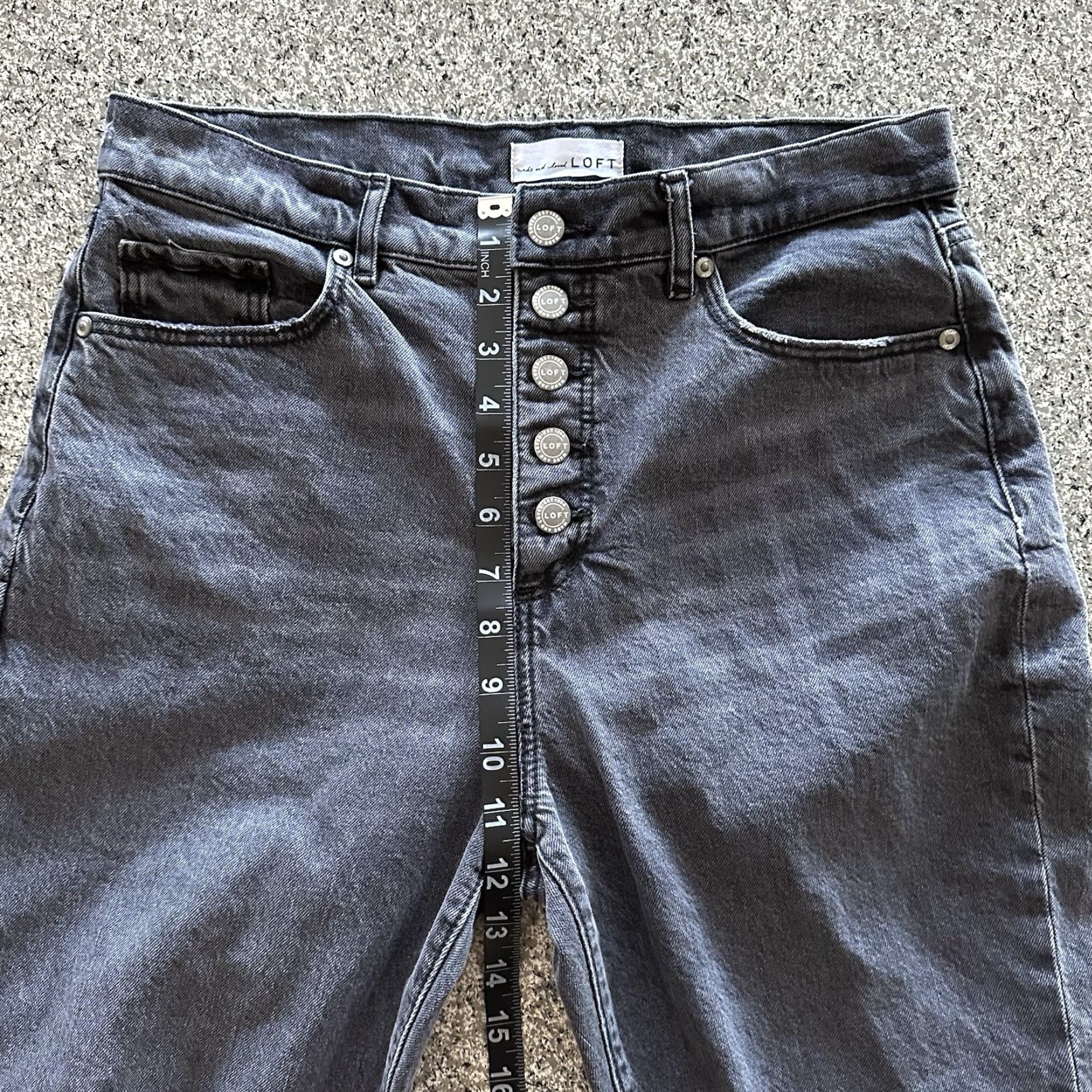 Loft LOFT Jeans Womens 8 29x23 High Rise Waist Straight Crop Black Button Fly Raw Hem Jeans Size 30" / US 8 / IT 44 - 8 Thumbnail