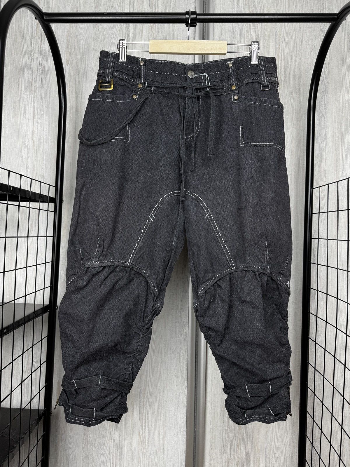 If Six Was Nine R867 y2k Avant Garde bondage style assymetrical pants cargo Size 32" / US 10 / IT 46 - 2 Thumbnail