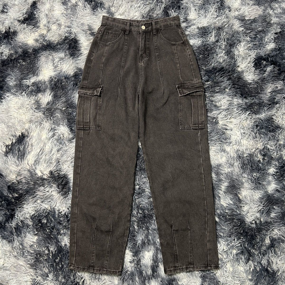The Unbranded Brand Unbranded Wide Loose Denim Cargo Pants Size 26" / US 2 / IT 38 - 1 Thumbnail