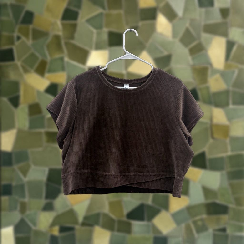Old Navy Old Navy Shirt Brown Short Sleeve Cropped Ribbed Velour 2X Womens Shirt Adult 2X Brown Short Sleeve Cropped Velour Size XXL / US 16-18 / IT 52-54 - 1 Thumbnail