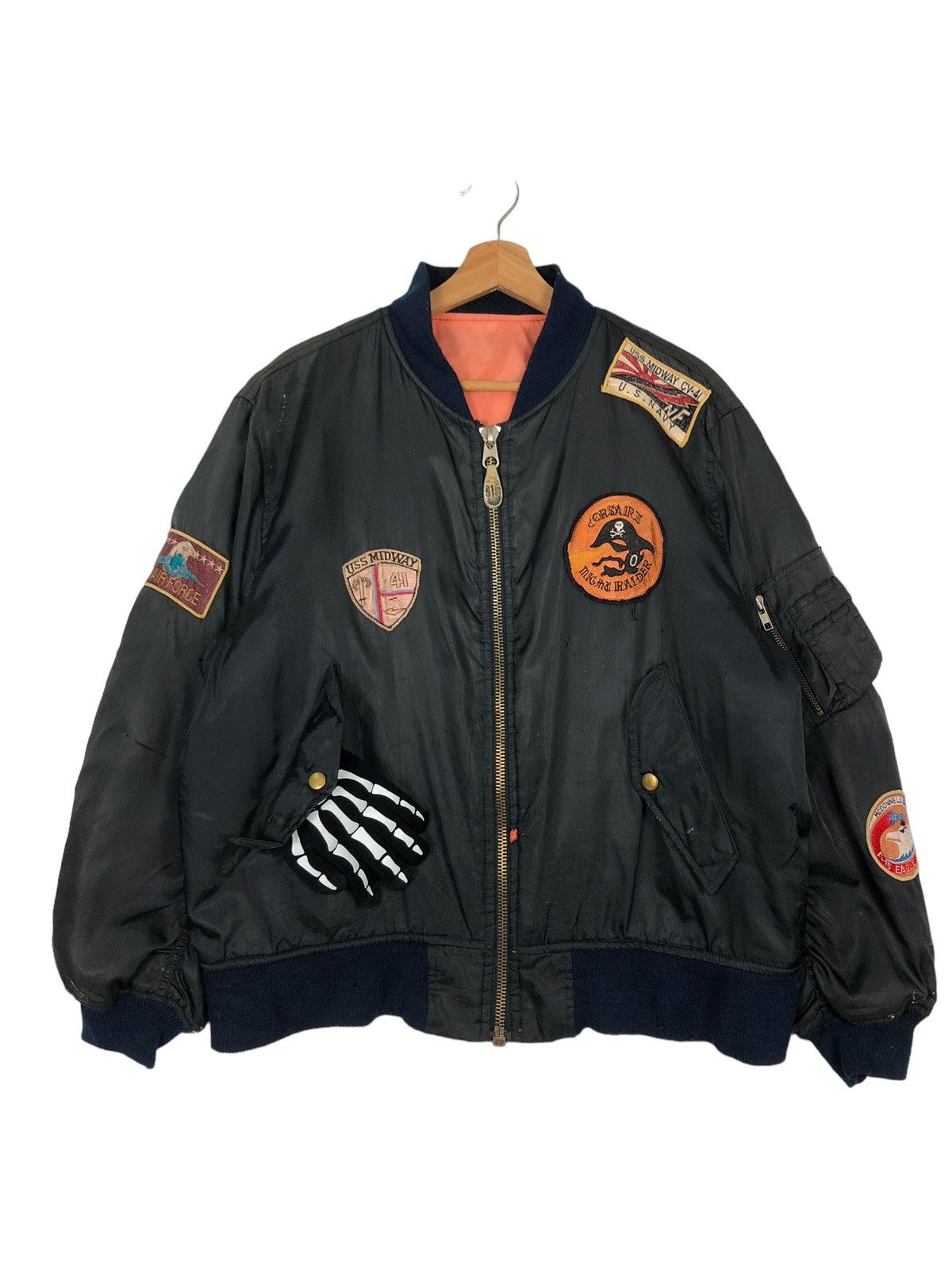 Japanese Brand 🔥90s RIOT RIOT REVERSIBLE BOMBER JACKET USS MIDWAY MILITARY Size US M / EU 48-50 / 2 - 1 Thumbnail