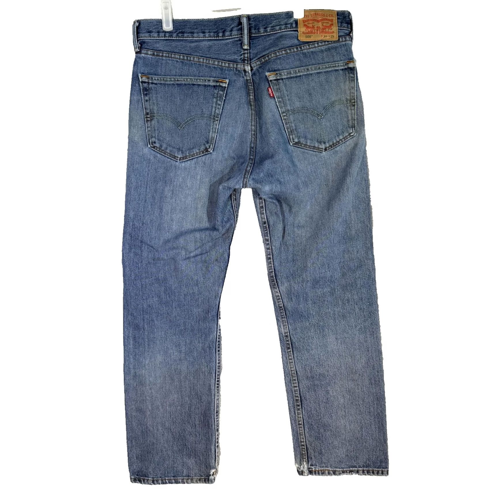 Levi's VINTAGE Levi's 505 Jeans Mens 34x29 Blue Denim Distressed Straight Leg Medium Wash Pants Regular 34 Blue Womens Mens? Size US 34 / EU 50 - 2 Thumbnail