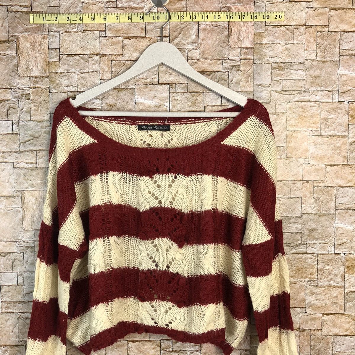 Homespun Knitwear × Japanese Brand × Solid and Striped Anne Basket Stripe Red Knitwear #A845 Size M / US 6-8 / IT 42-44 - 2 Thumbnail