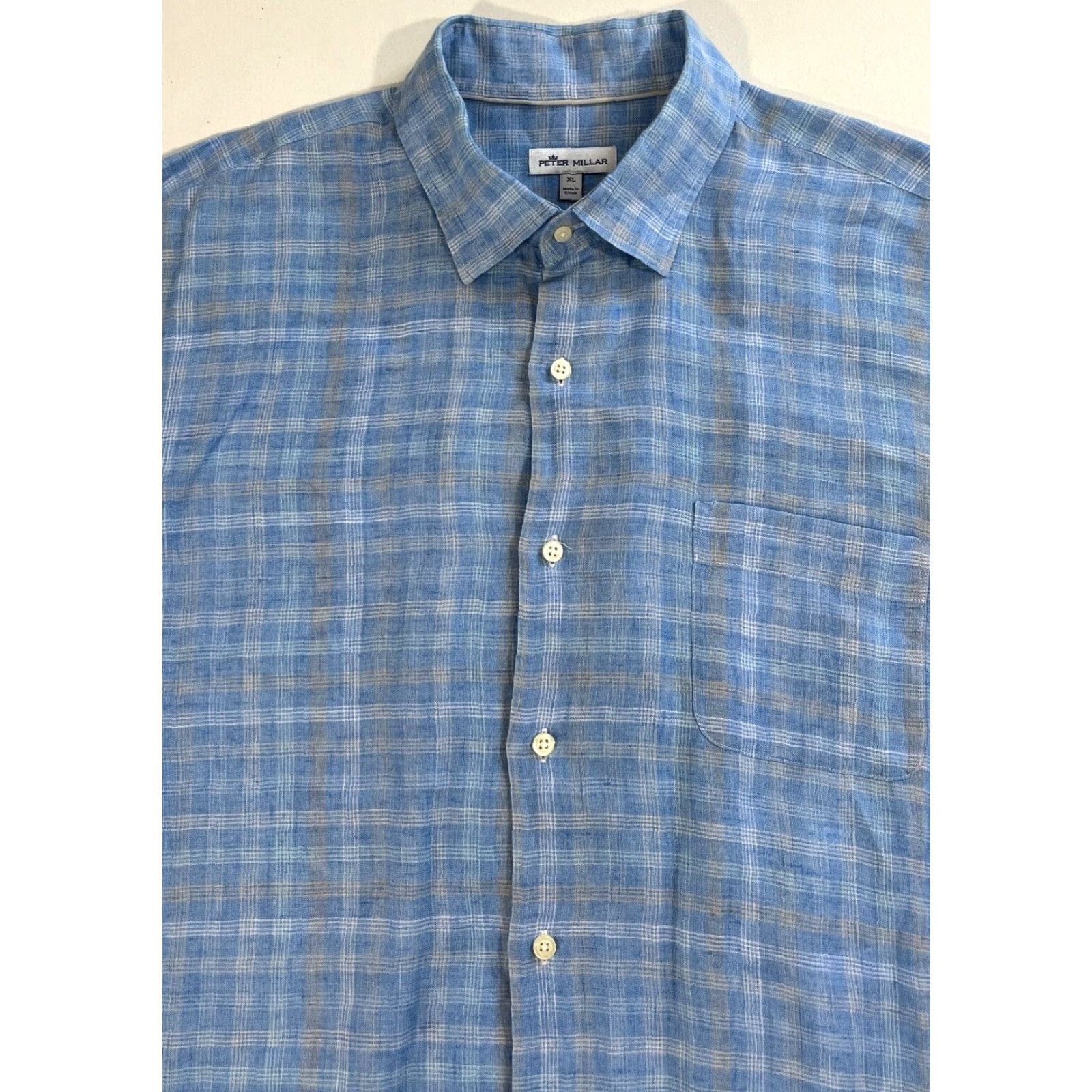 Peter Millar Peter Millar Seaside Duxbury Beach Linen Sport Shirt Plaid XL Blue Mens Button-Up Shirt Size US XL / EU 56 / 4 - 2 Thumbnail