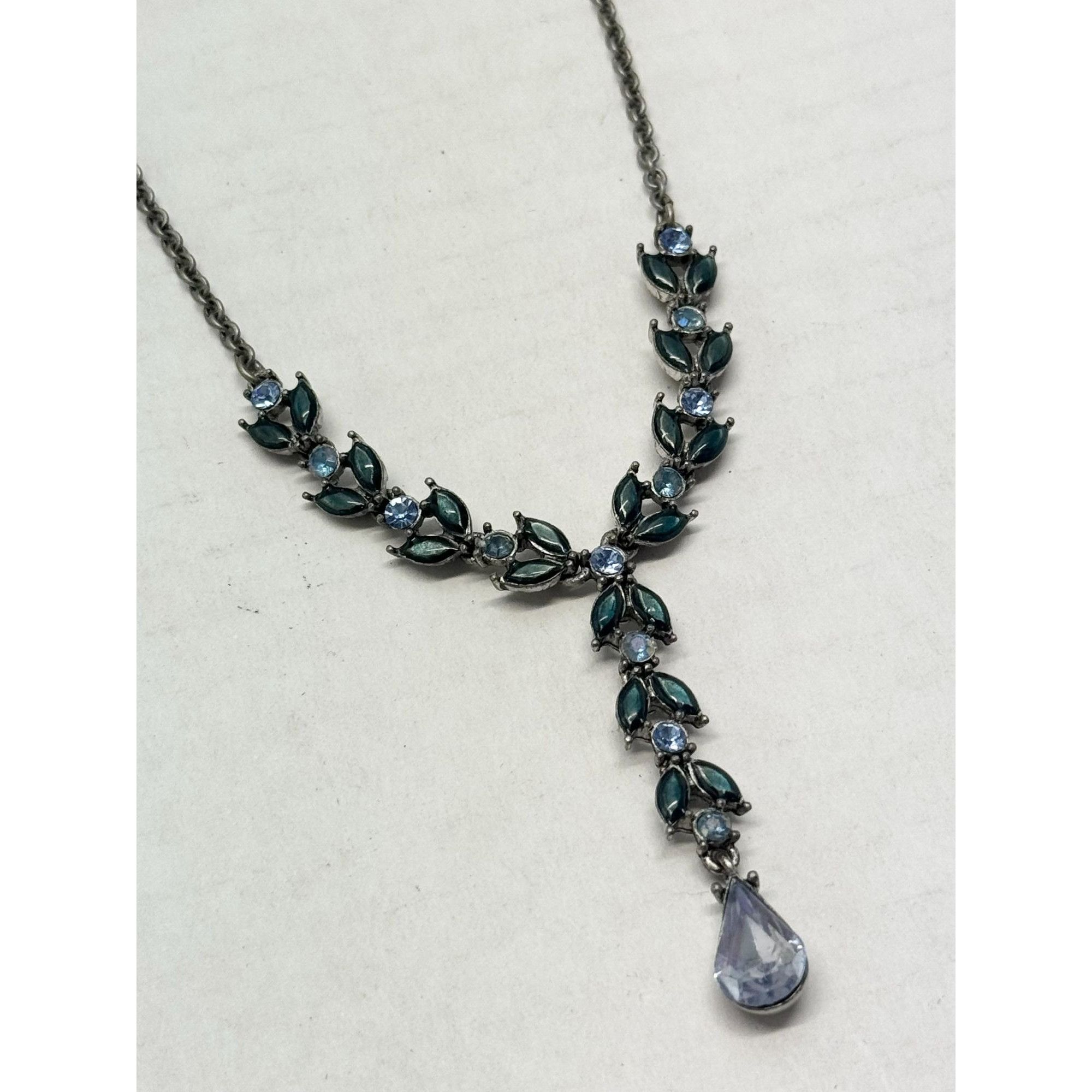 Vintage Vintage blue rhinestone drop necklace Size ONE SIZE - 4 Thumbnail