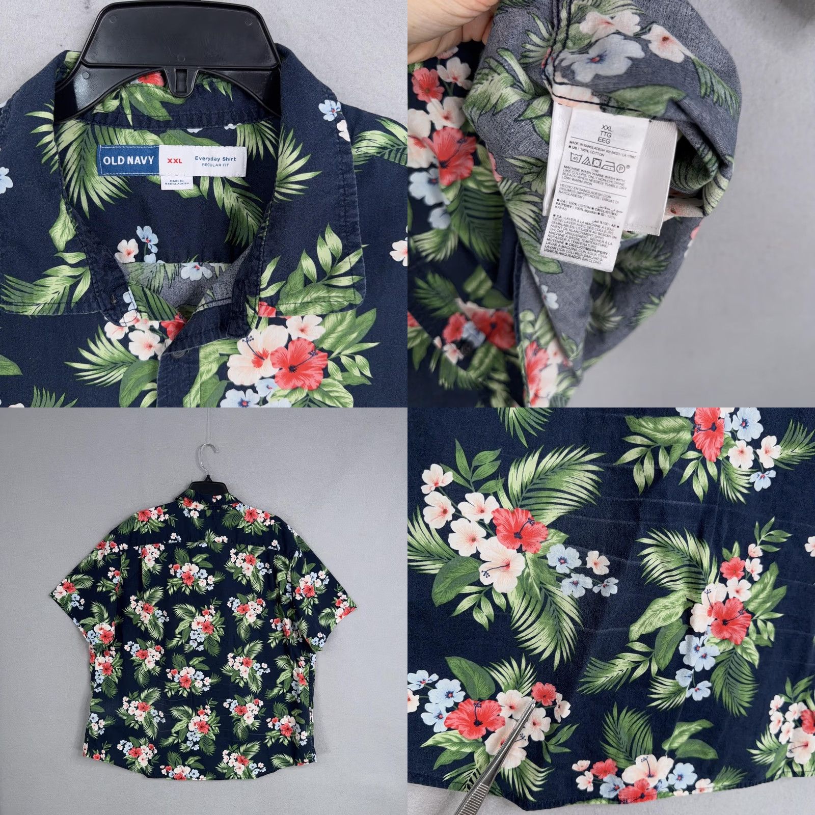 Old Navy Old Navy Shirt Mens 2XL Blue Floral Hawaiian Sailboat Aloha Button Up Lot of 2 Size US XXL / EU 58 / 5 - 8 Thumbnail