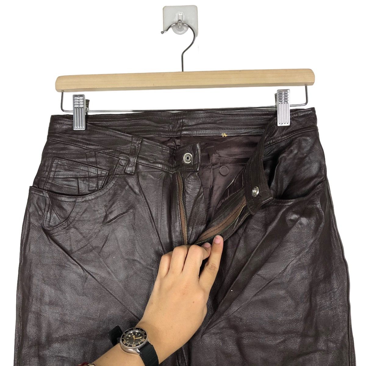 Genuine Leather 🔥Vintage Rich Brown Genuine Leather Pants Union Made Method Size US 28 / EU 44 - 9 Thumbnail
