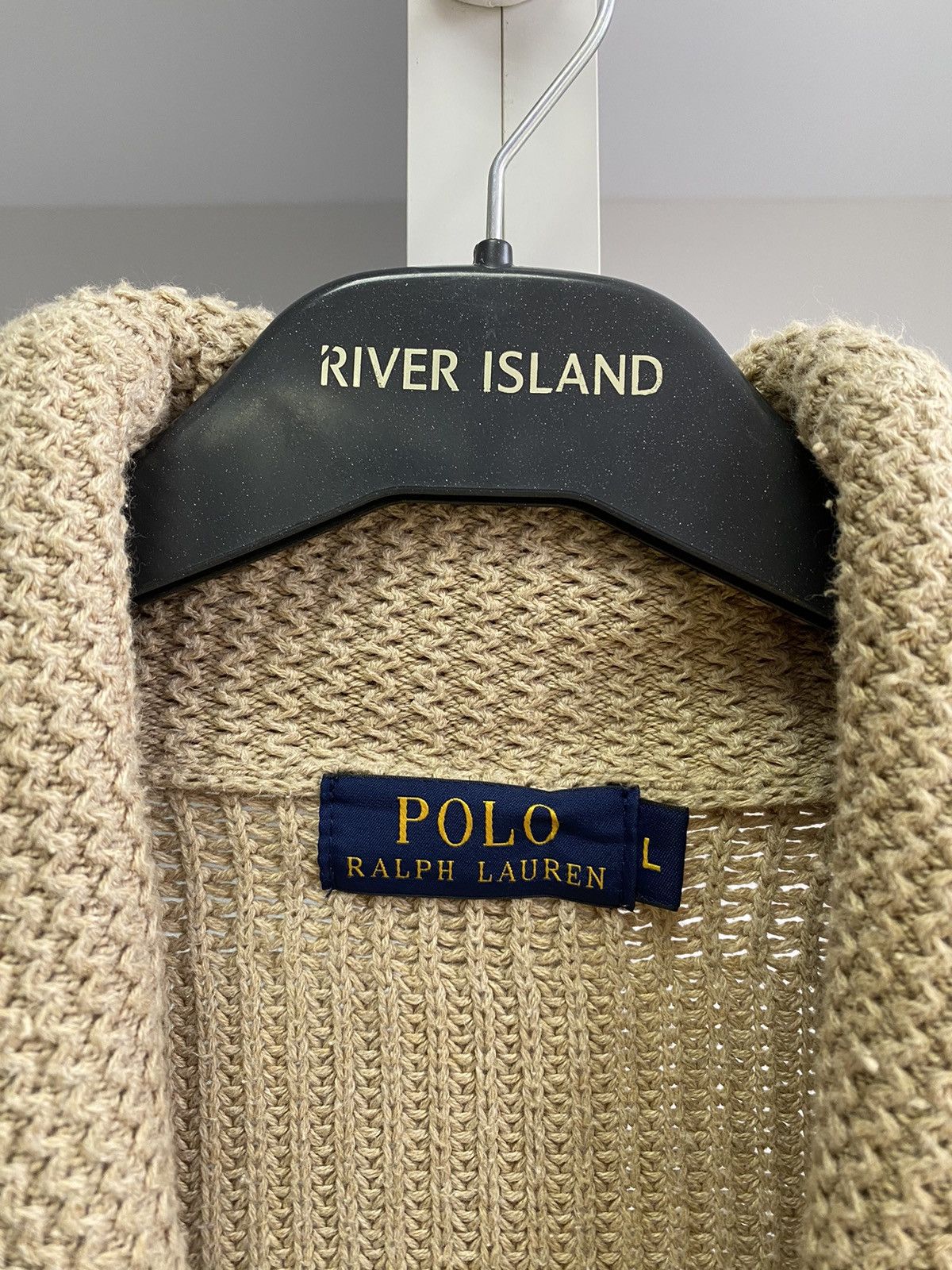 Polo Ralph Lauren × Ralph Lauren × Vintage Vintage Polo Ralph Lauren Knitted Beige Cardigan Size US L / EU 52-54 / 3 - 8 Thumbnail