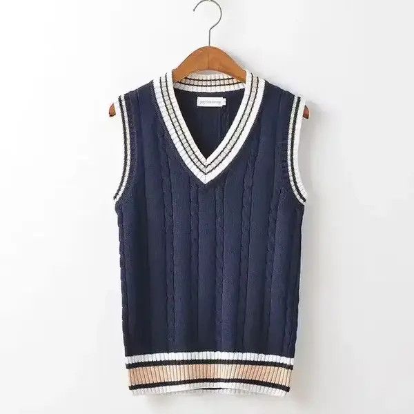 Japanese Brand Vintage Sweater Vest Men Thicken V-neck Sleeveless Knitted Size US L / EU 52-54 / 3 - 7 Thumbnail