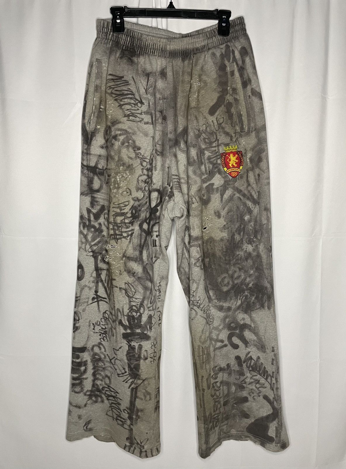 image of Ss23 Balenciaga Skater Graffiti Sweatpants in Grey, Men's (Size 34)