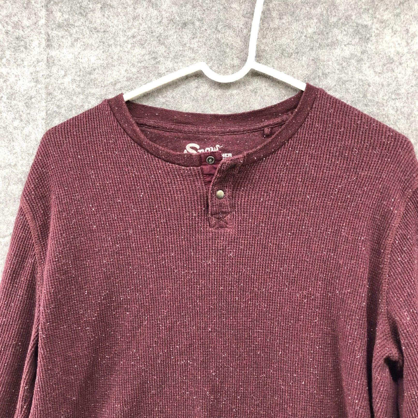 Lucky Brand Lucky Brand Waffle Knit Henley Long Sleeve Shirt Mens M Burgundy Thermal Snow Size US M / EU 48-50 / 2 - 3 Thumbnail