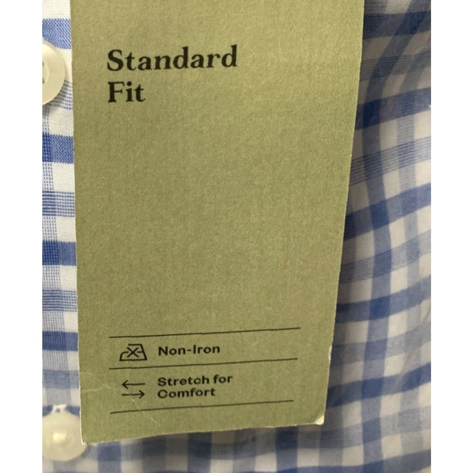 Vintage Goodfellow Shirt Men S Long Sleeve Button-Up Blue Plaid Non-Iron Stretch Dress Shirt Size 36R - 4 Thumbnail