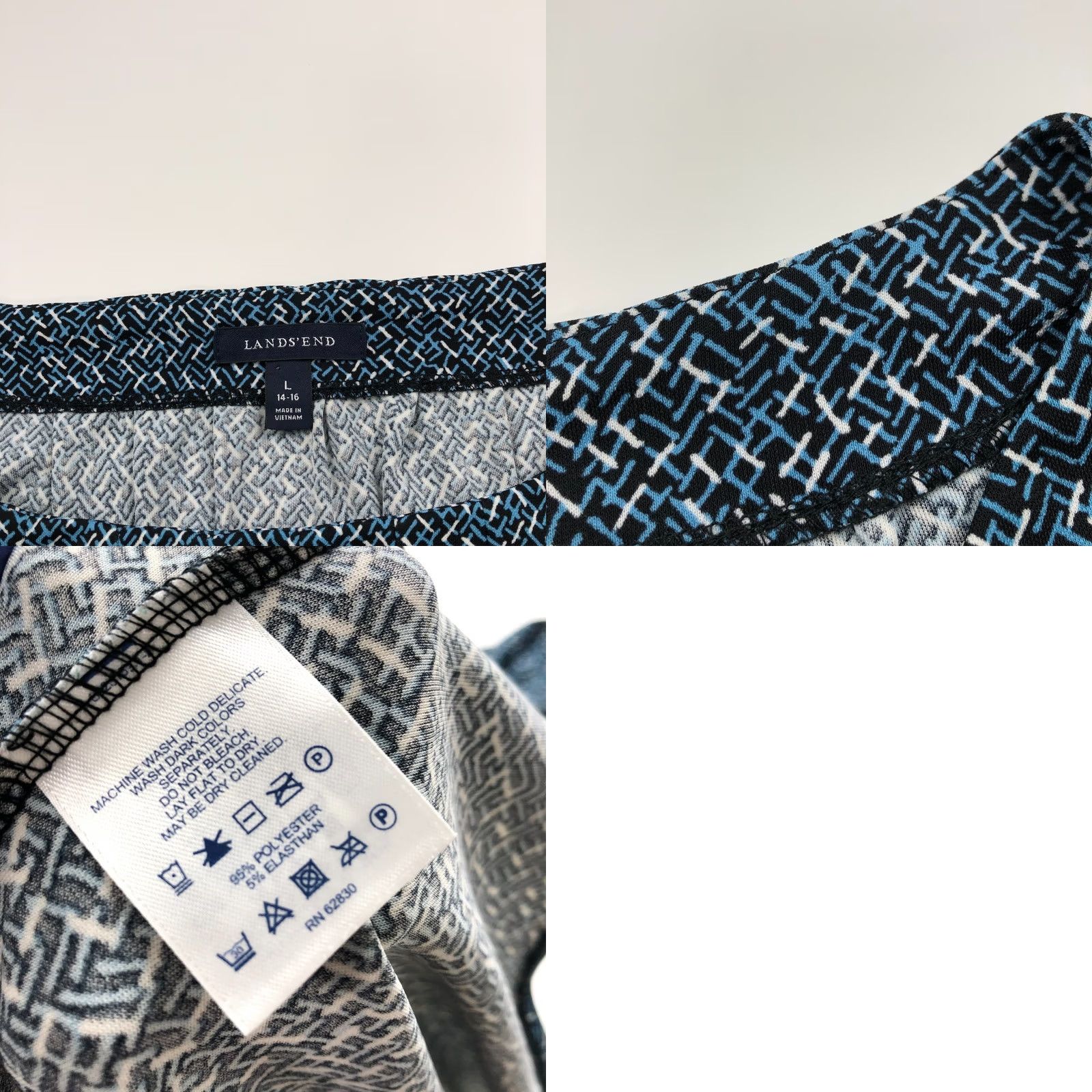 Lands' End Lands' End Dress A-Line Pullover Below Knee Belt Tie Black Blue Womens L Regular XS-XL not applicable Size L / US 10 / IT 46 - 9 Thumbnail