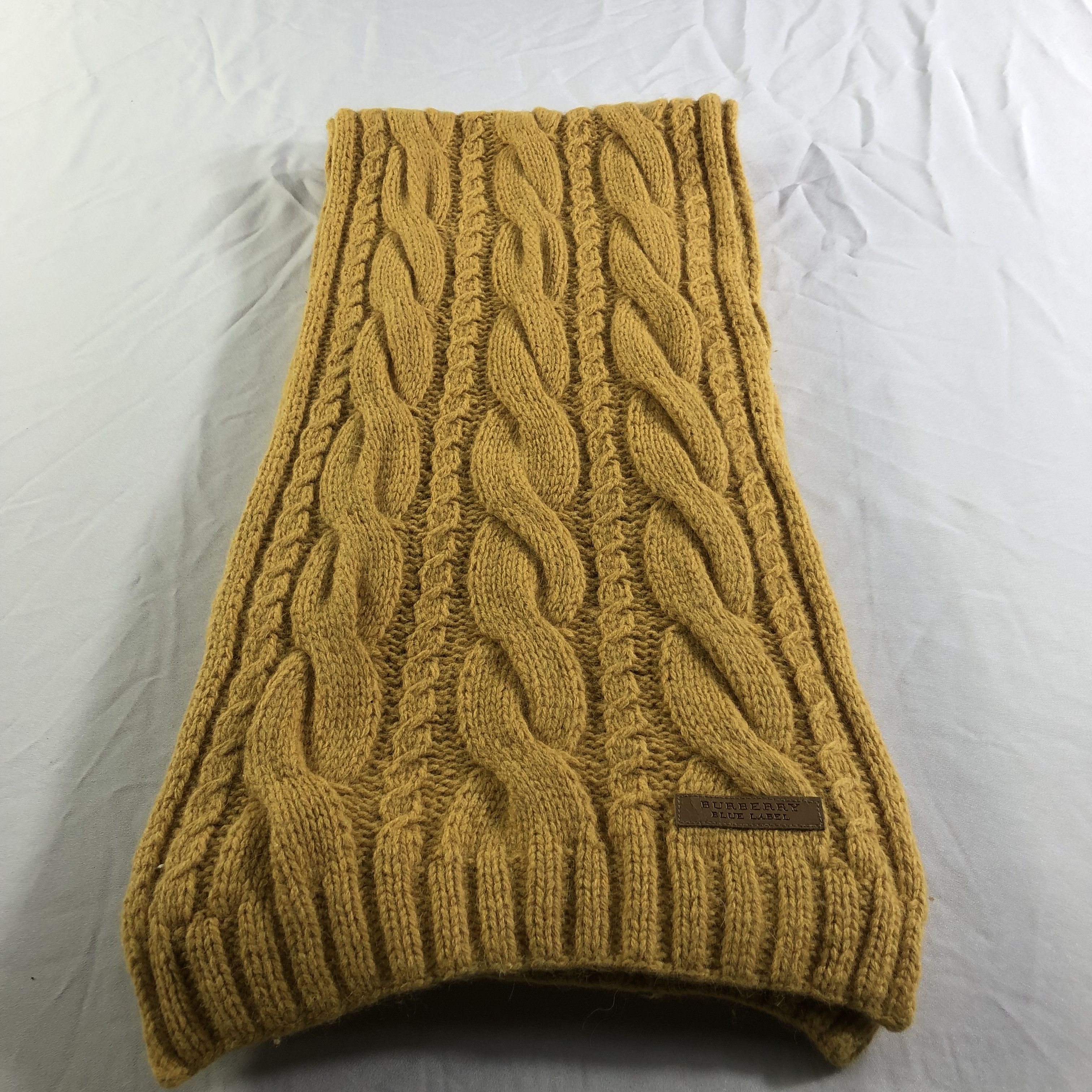 Burberry Burberrys Cable Knit Wool Scarf Muffler Neckwear V2240 Size ONE SIZE - 2 Thumbnail