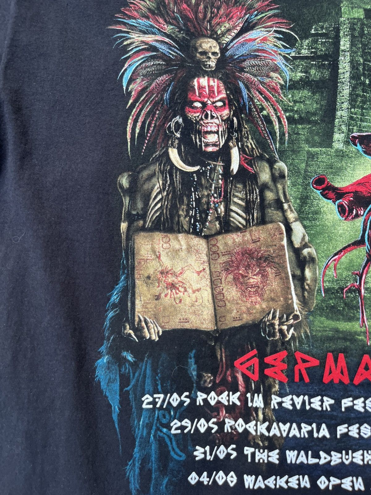 Band Tees × Iron Maiden × Vintage Vintage Iron Maiden Germany flag the book of souls tour tee Size US XL / EU 56 / 4 - 19 Thumbnail