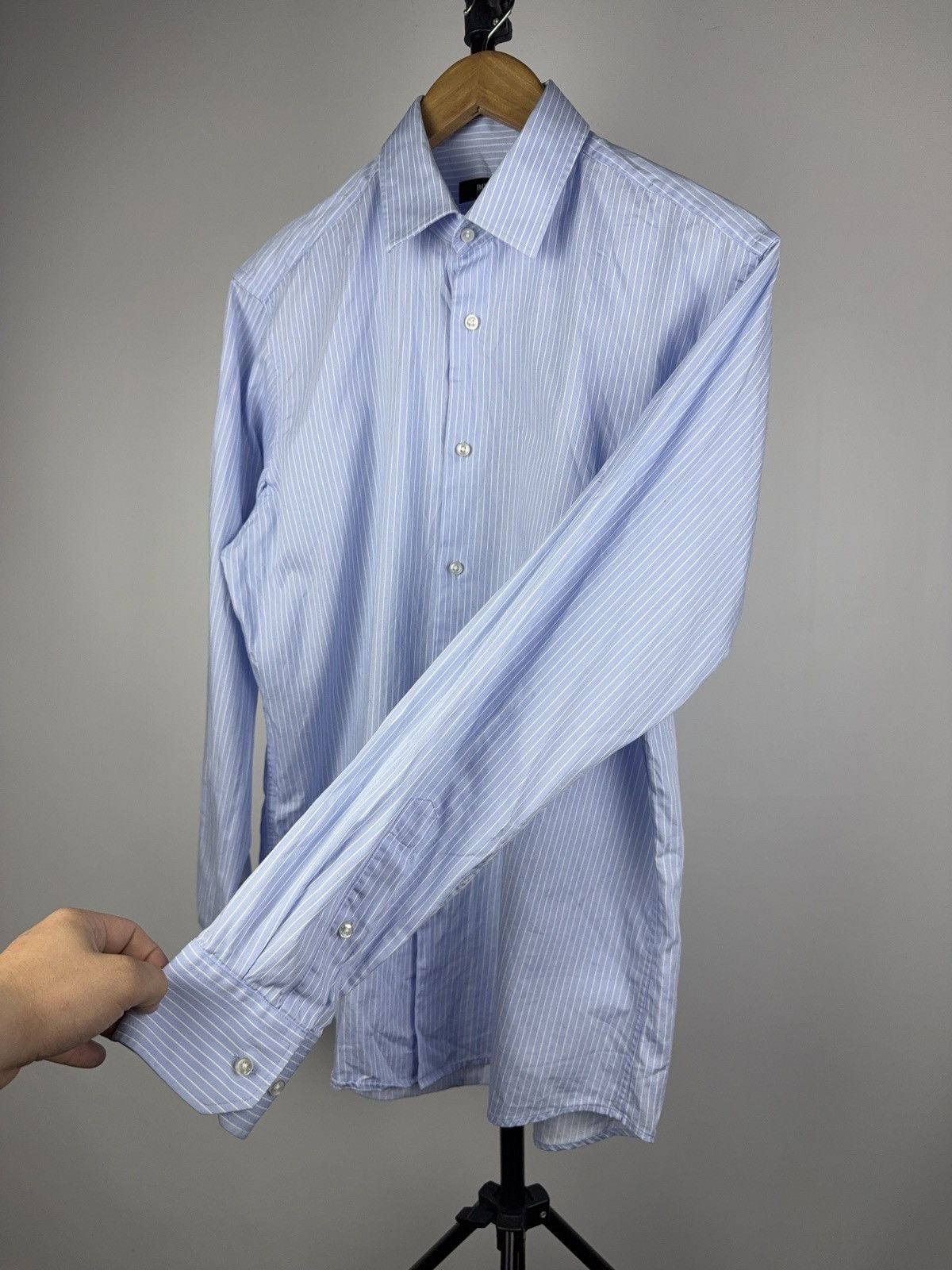 Hugo Boss Boss Hugo Boss Blue Striped Shirt Regular Fit 39 15 1/2 M Size US M / EU 48-50 / 2 - 5 Thumbnail
