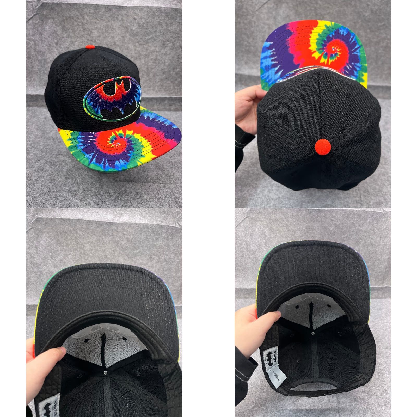 Vintage VINTAGE Batman Six Flags Hat Cap Snap Back Adult One Size Black Tie Dye Cotton Blend Size ONE SIZE - 8 Thumbnail