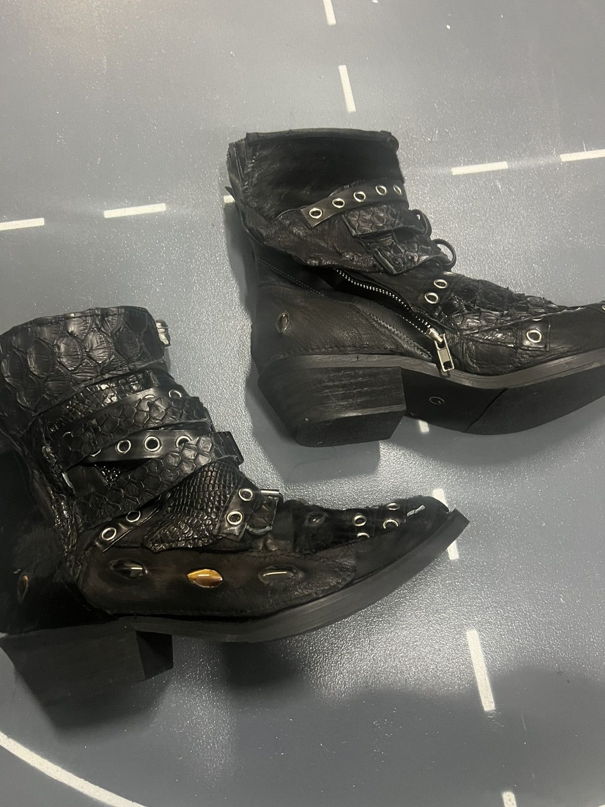14th Addiction 1vfudie leather pony hair strap boots Size US 9 / EU 42 - 3 Thumbnail