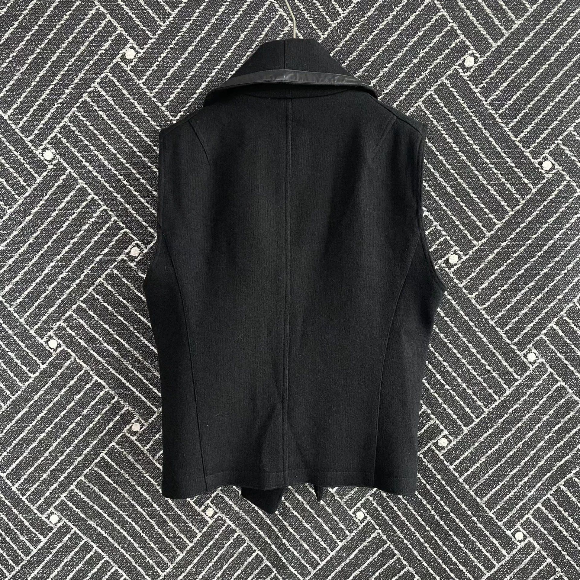 Yves Saint Laurent YSL Dark Black Wool Leather Vest 50 99 New Size US M / EU 48-50 / 2 - 2 Thumbnail