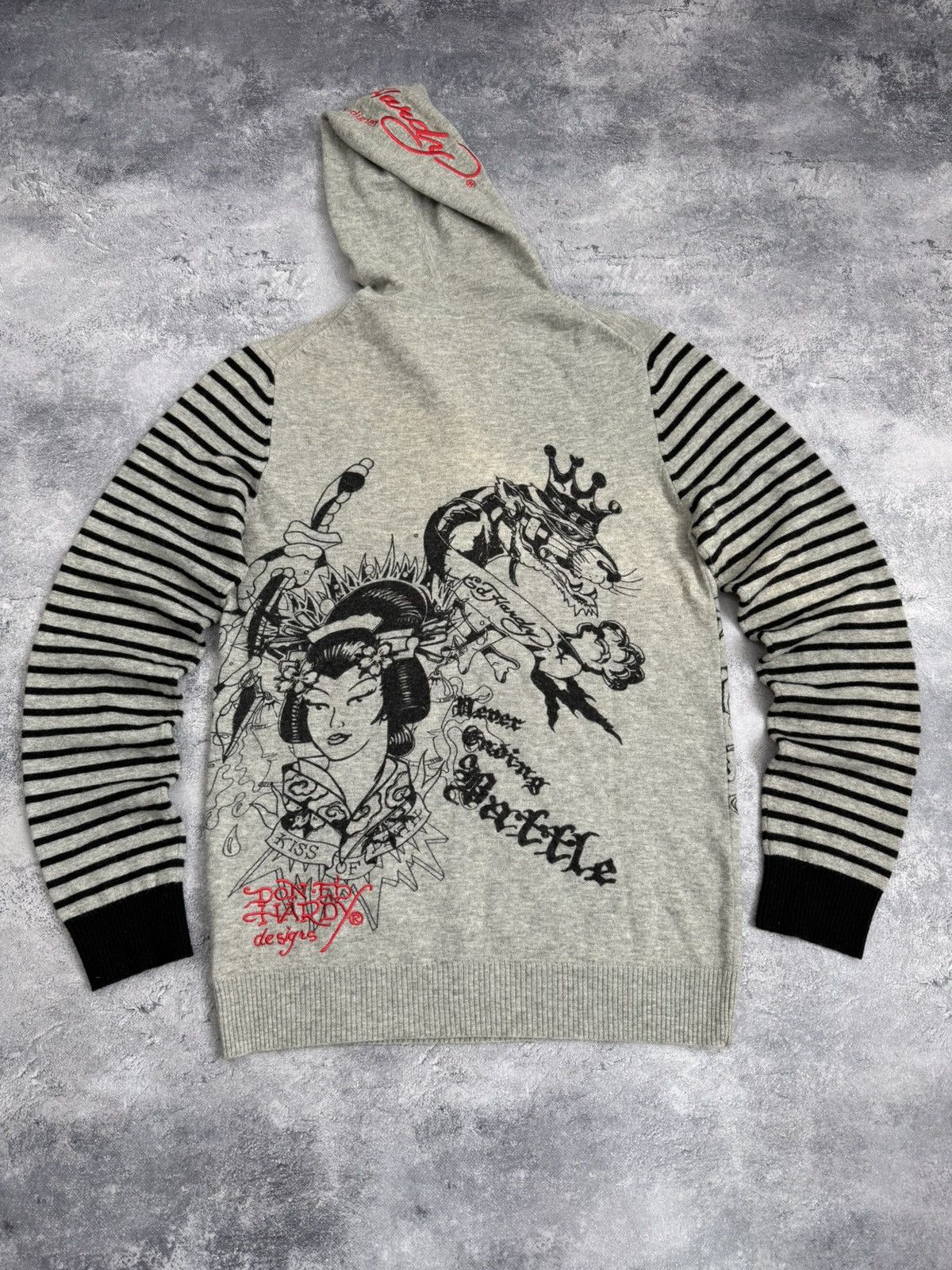Ed Hardy Vintage Y2K Ed Hardy By Christian Audigier Big Logo Hoodie Size US L / EU 52-54 / 3 - 2 Thumbnail