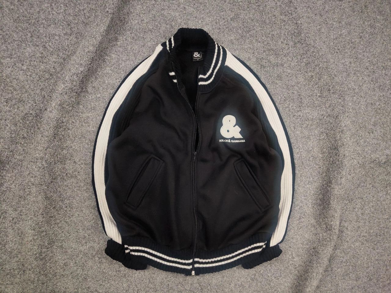 Vintage Vintage Dolce & Gabbana Logo Black ribbed Light Jacket Y2K Size US M / EU 48-50 / 2 - 1 Thumbnail