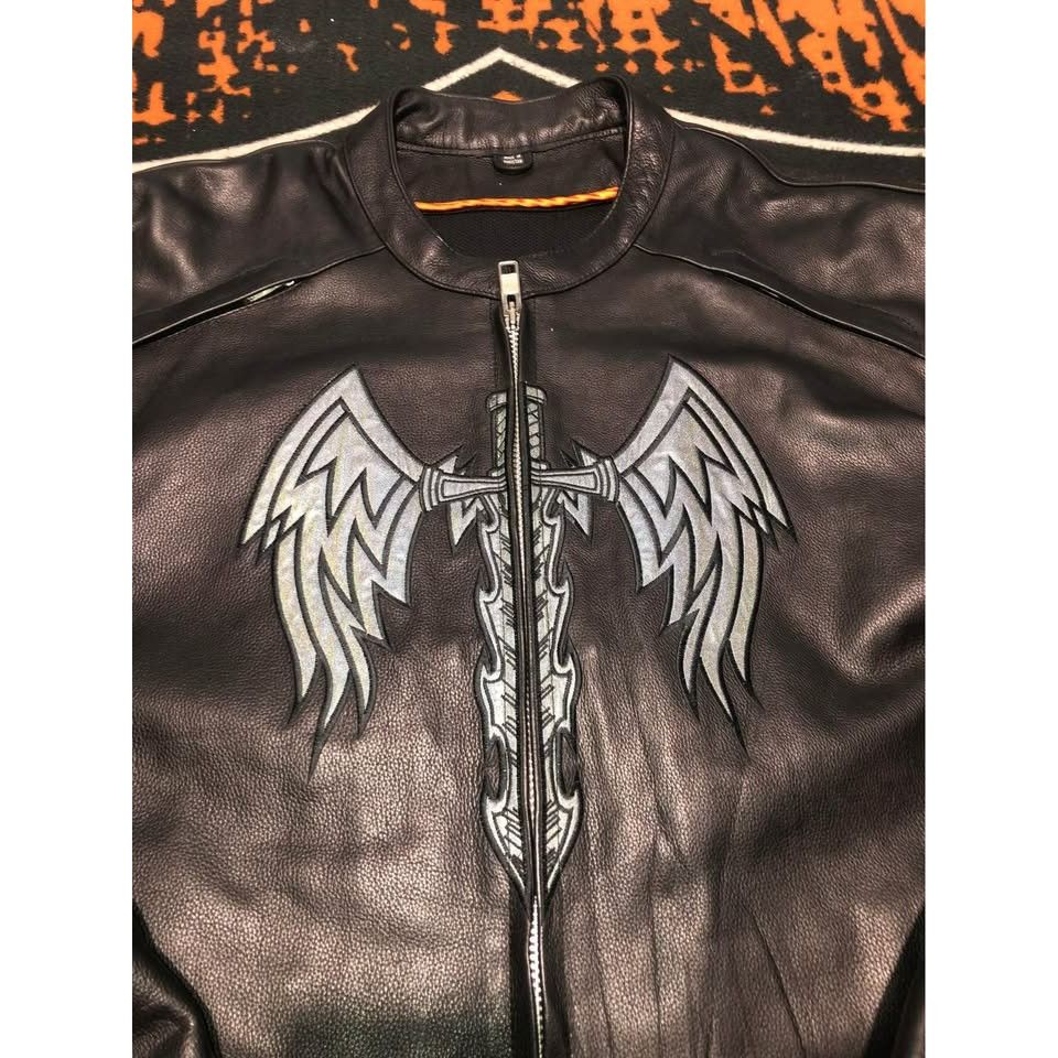 Genuine Leather NWOT Motorcycle Riding Jacket 2XL Men, Reflective Size US XXL / EU 58 / 5 - 2 Thumbnail