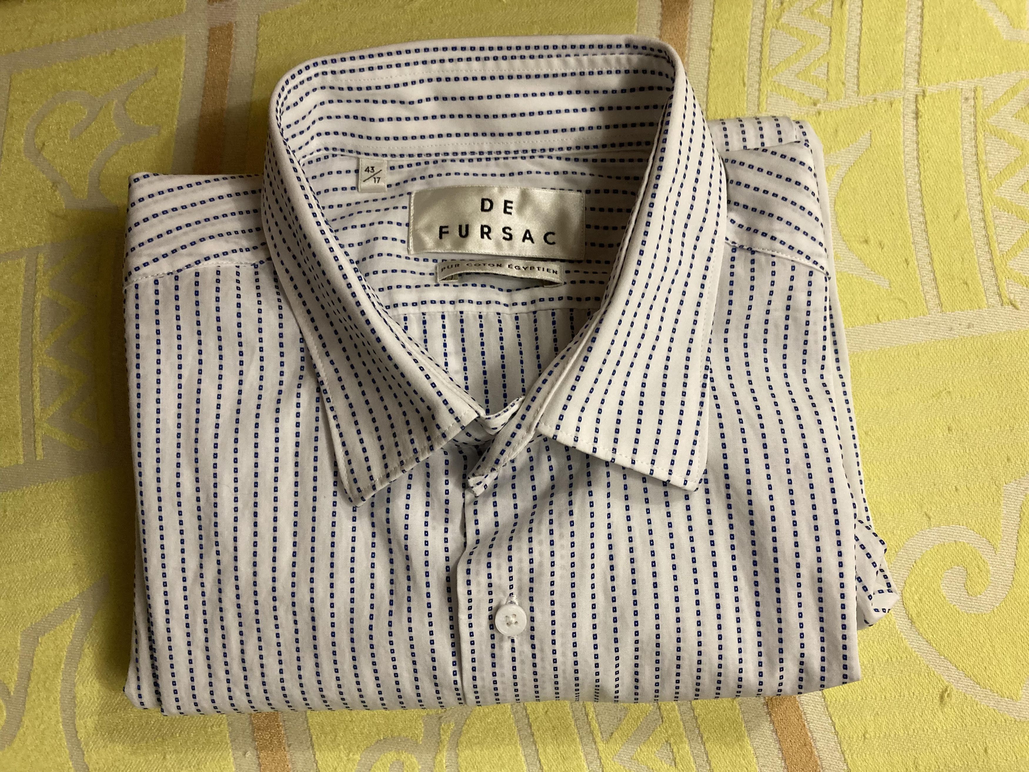 De Fursac Vintage De Fursac Designer Long Sleeve Blue Striped Shirt Size US XL / EU 56 / 4 - 4 Thumbnail