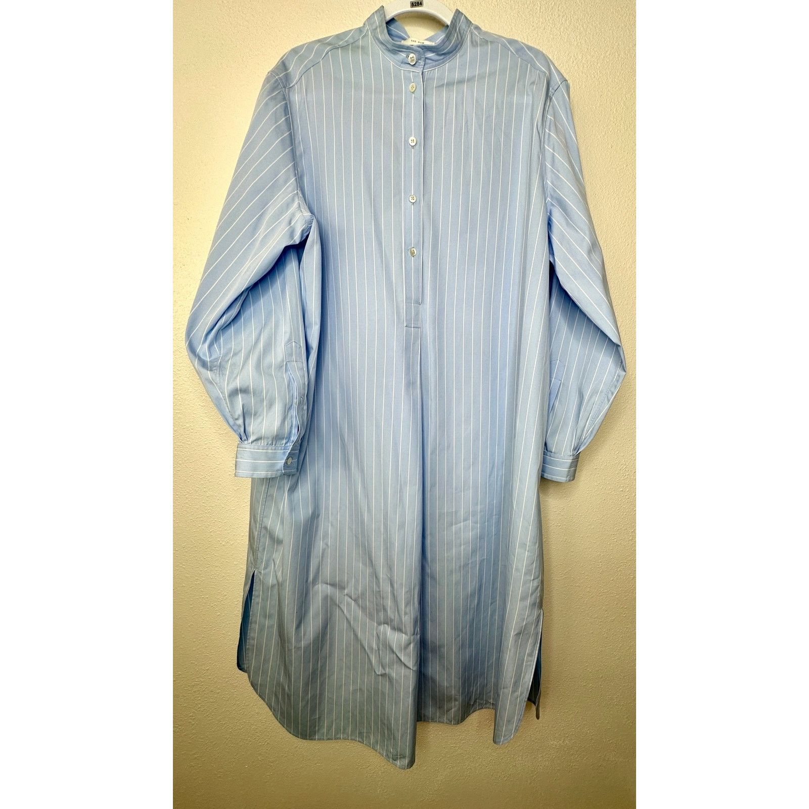 The Row NWT The Row Karl Blue & White Stripe Long Sleeve Shirt Dress Size L / US 10 / IT 46 - 15 Thumbnail