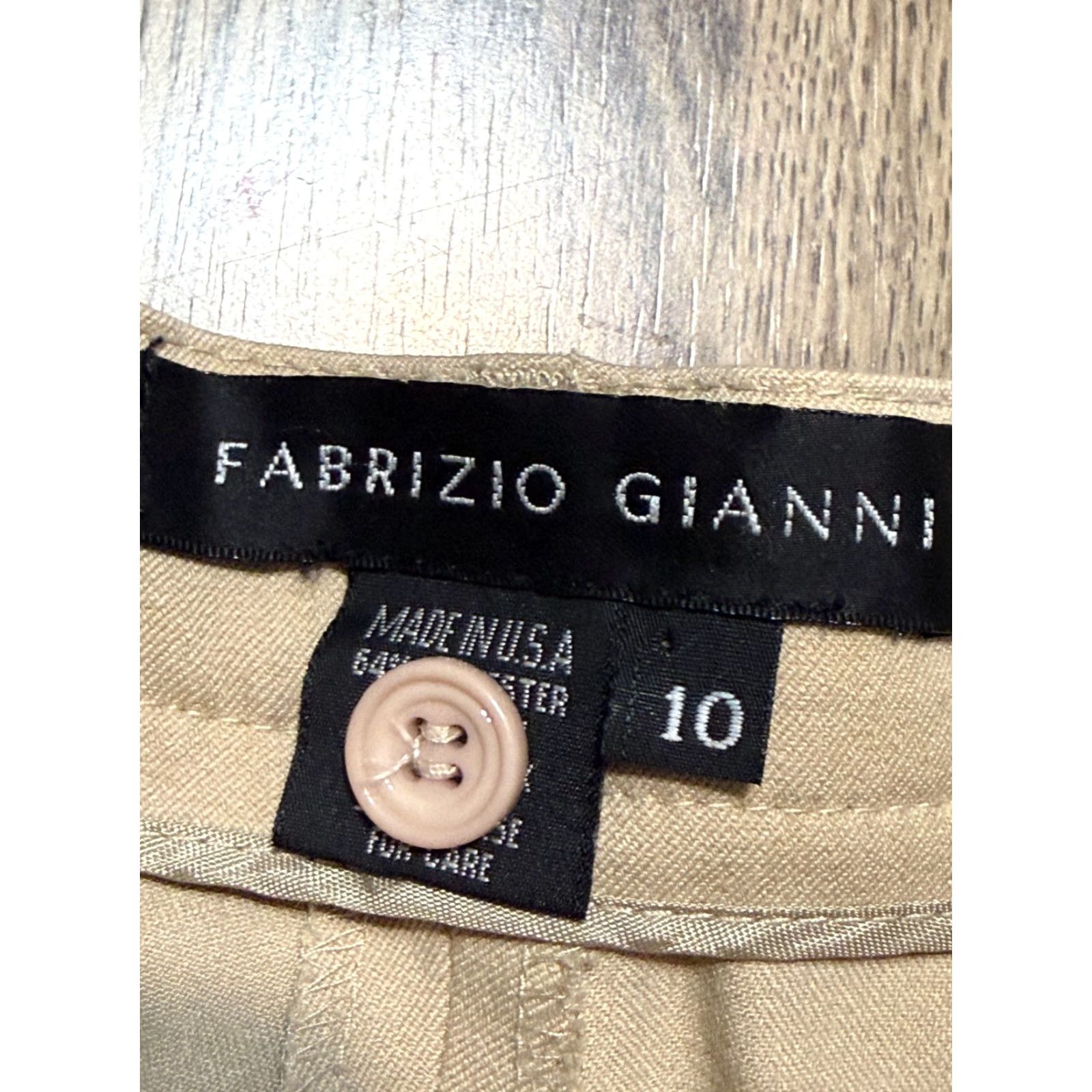 Vintage Fabrizio Gianni Pants Women's Size 10 Tan Dress Pants Side Button Stretch Flat Front Regular Inseam 30 in Pant Size 32" / US 10 / IT 46 - 5 Thumbnail