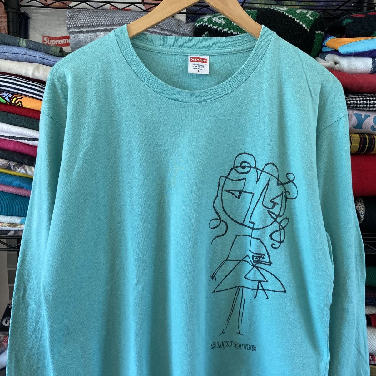 Supreme Supreme T-Shirt Sketch Longsleeve Blue 2016 Vintage Size US L / EU 52-54 / 3 - 2 Thumbnail