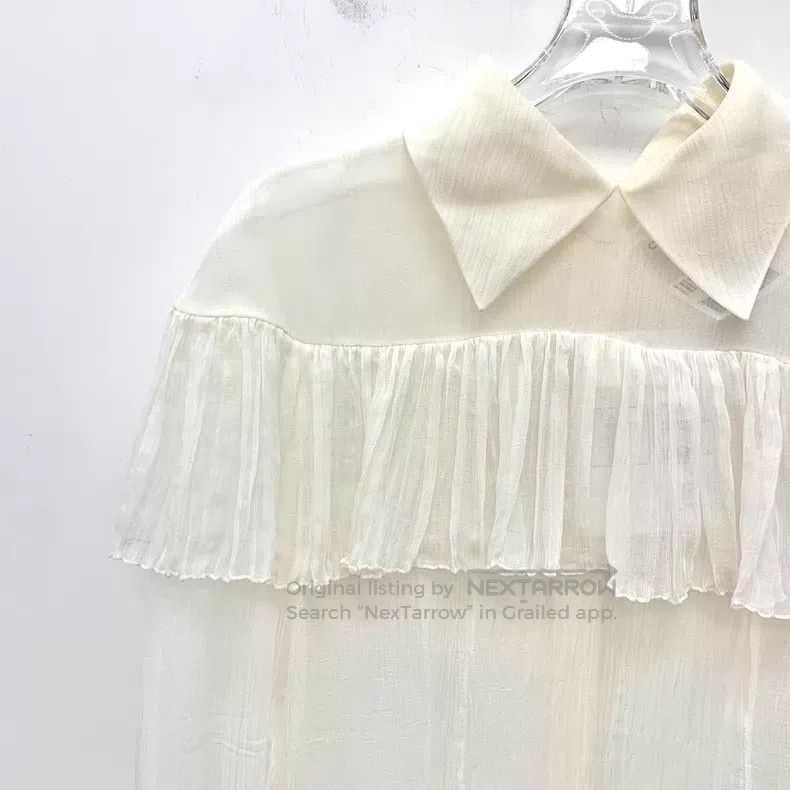 Chanel Chanel Castle Series Beige Ruffle Lace Silk Lapel Long-sle Size XS / US 0-2 / IT 36-38 - 3 Thumbnail