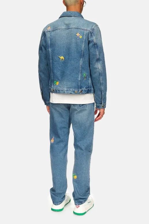 Casablanca o1mle0326 Denim Embroidered Motif Jacket in Blue Size US S / EU 44-46 / 1 - 4 Thumbnail