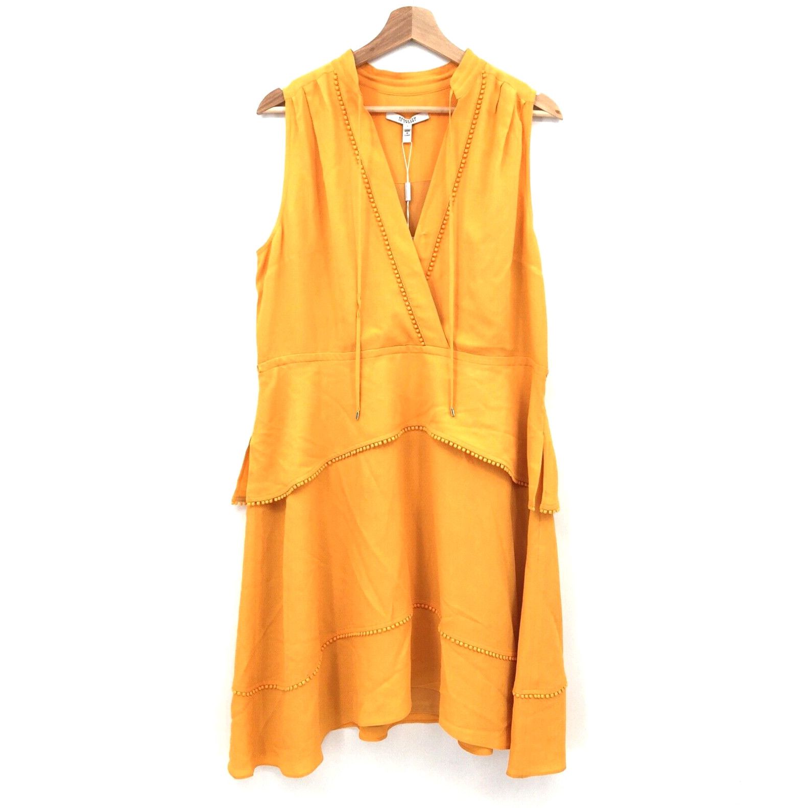 image of Vintage New Derek Lam 10 Crosby Tiered Skirt Dress Saffron Yellow Sleeveless Read 8 in White, Women