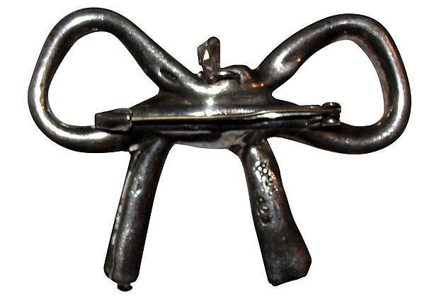 Designer Sterling Silver Figural Bow Pin Size ONE SIZE - 4 Thumbnail