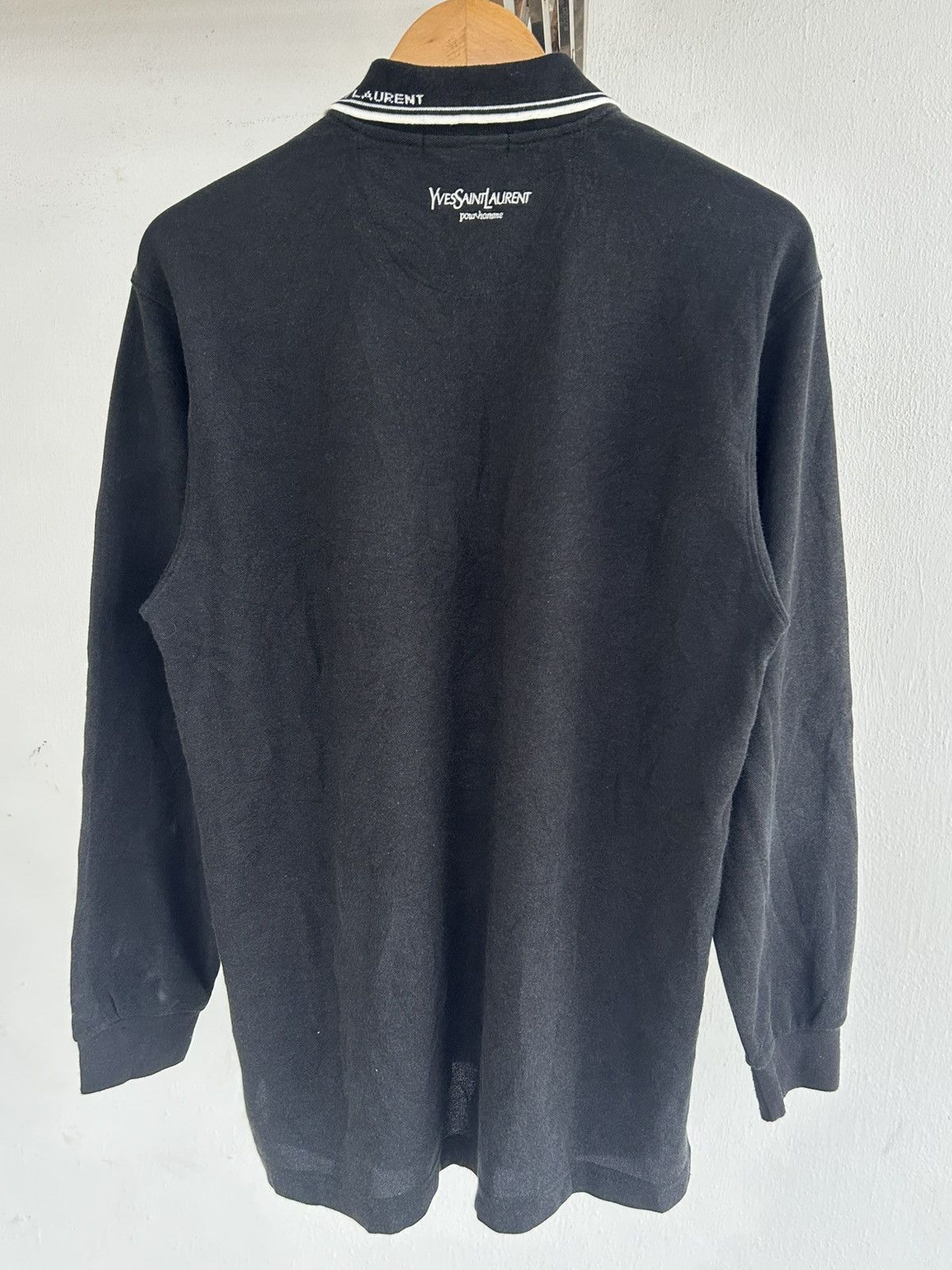 Yves Saint Laurent YSL Vintage Pocket Tee Black Longsleeve Polo Size US L / EU 52-54 / 3 - 2 Thumbnail