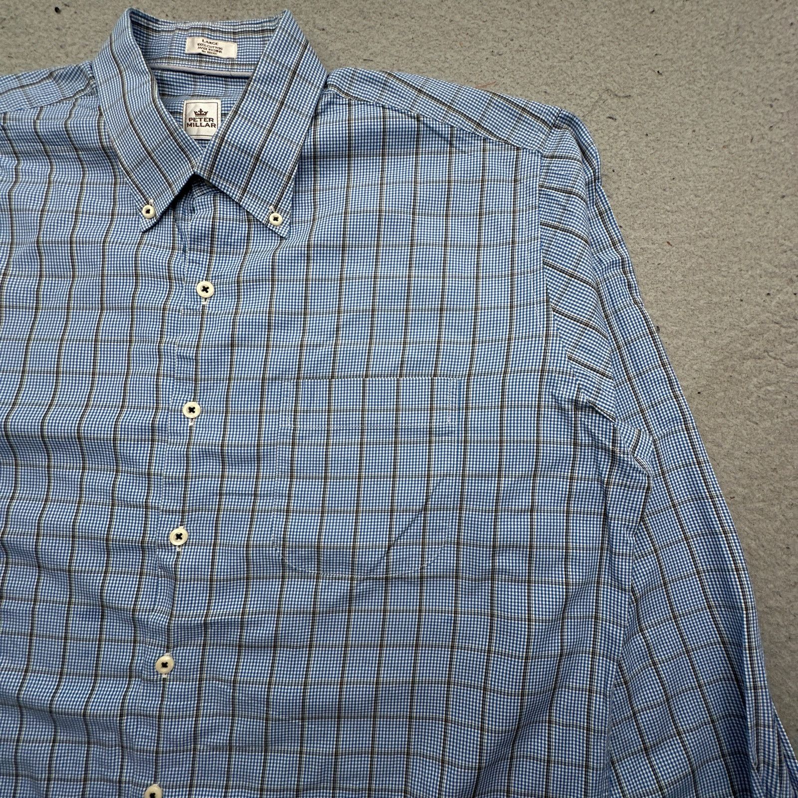 Peter Millar Peter Millar Blue Black Plaid Check Long Sleeve Shirt Mens L Size US L / EU 52-54 / 3 - 6 Thumbnail