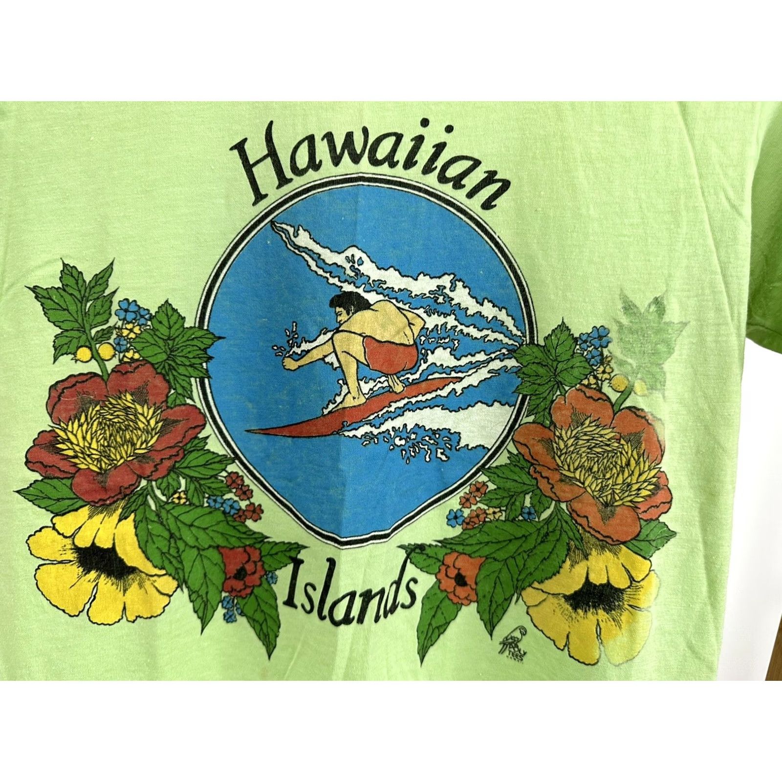 Vintage VINTAGE 70s Hawaiian Island Surf T-Shirt M Green Hawaii Souvenir Bold Graphic Mens Size US M / EU 48-50 / 2 - 2 Thumbnail