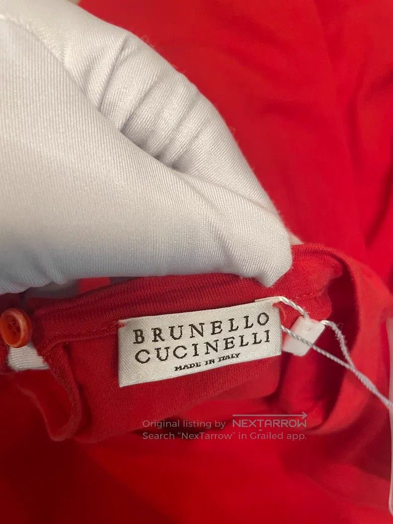 Brunello Cucinelli Brunello Cucinelli Red Cotton T-Shirt Size S / US 4 / IT 40 - 6 Thumbnail