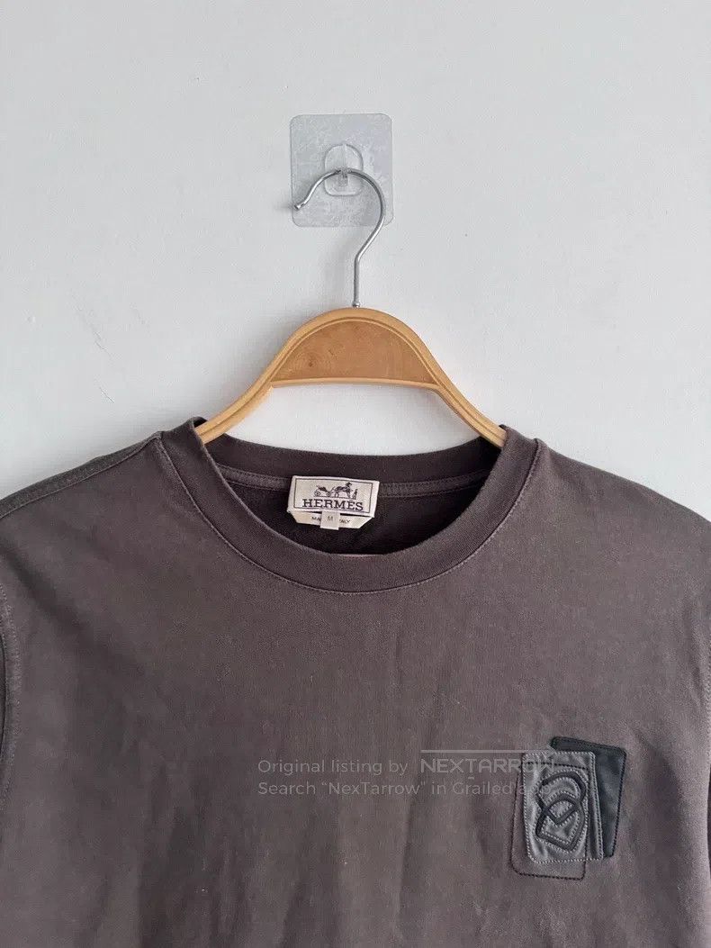 Hermes Hermes Chestnut short-sleeve T-shirt with a small lamb lea Size M / US 6-8 / IT 42-44 - 2 Thumbnail