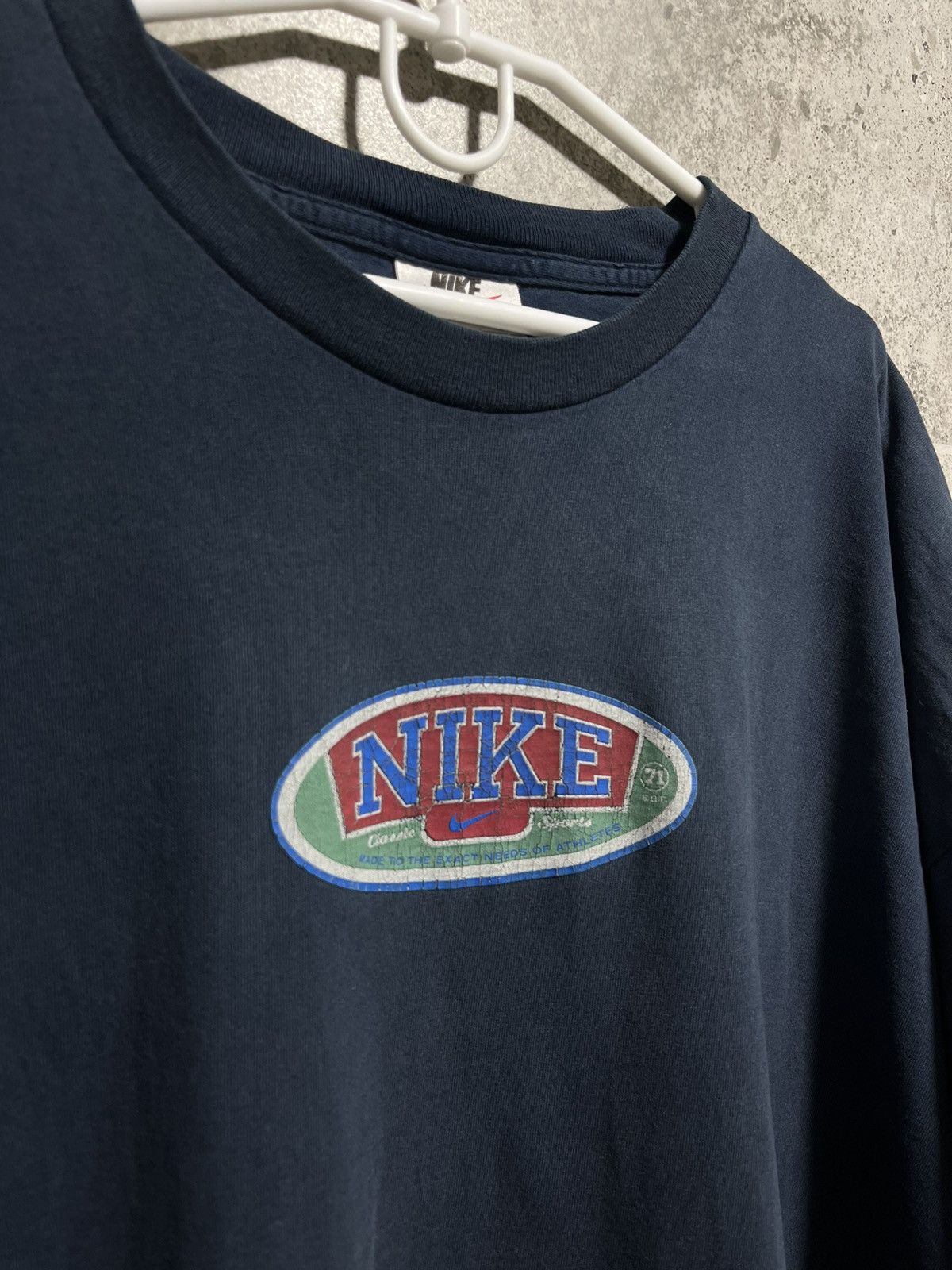 Nike × Vintage Vintage Nike Cotton Navy T-Shirt 90s Size 2XL Size US XXL / EU 58 / 5 - 5 Thumbnail