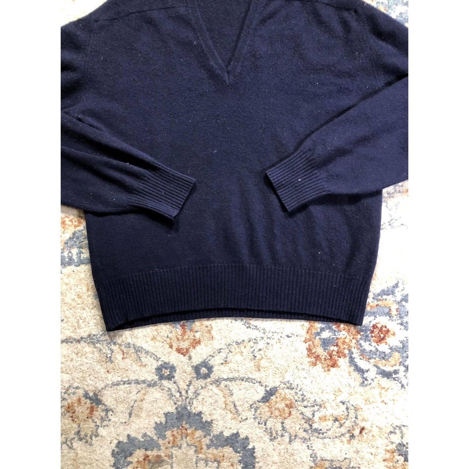 Vintage VINTAGE Simpson Piccadilly Mens XL Navy Blue Pure Cashmere V Neck Pullover Knit Sweater Size US XL / EU 56 / 4 - 5 Thumbnail