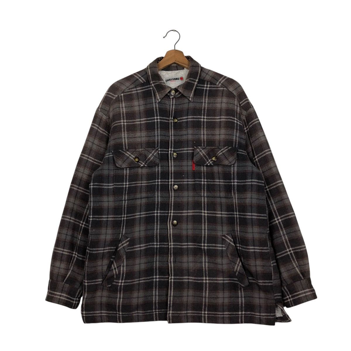 Japanese Brand 📌Vintage Flannel Chore Shirt Jacket Lucky Strike Tartan Size US M / EU 48-50 / 2 - 2 Thumbnail