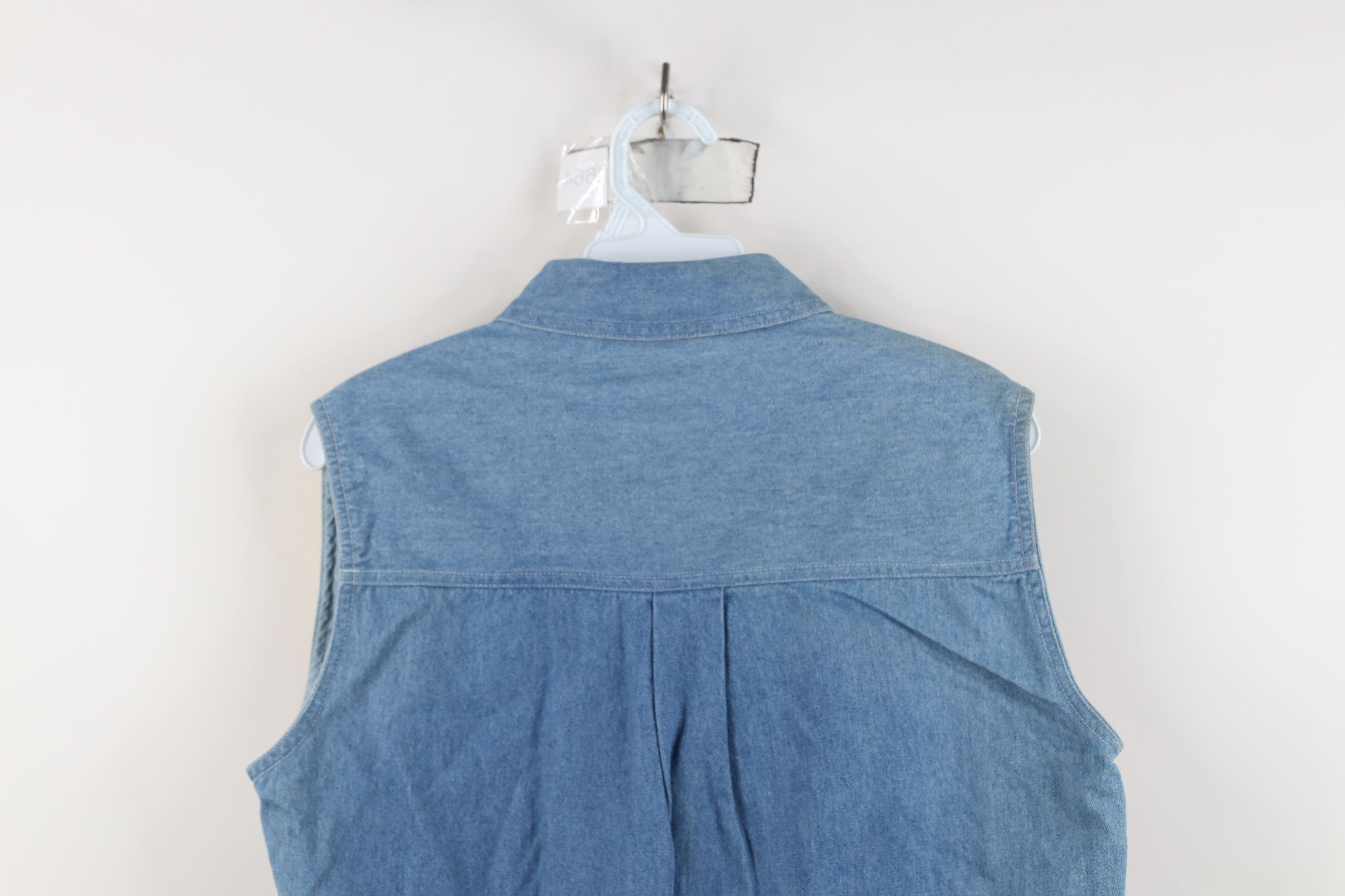 Vintage Deadstock Vintage 90s Striped Sleeveless Denim Button Shirt Size M / US 6-8 / IT 42-44 - 11 Thumbnail